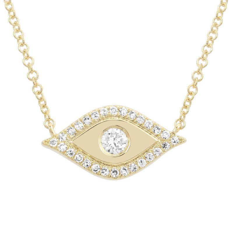 Halo Evil Eye 14K Gold Diamond Necklace