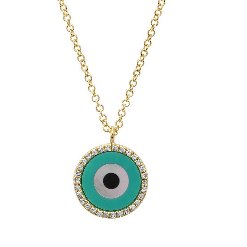 Turquoise Evil Eye 14K Gold Necklace
