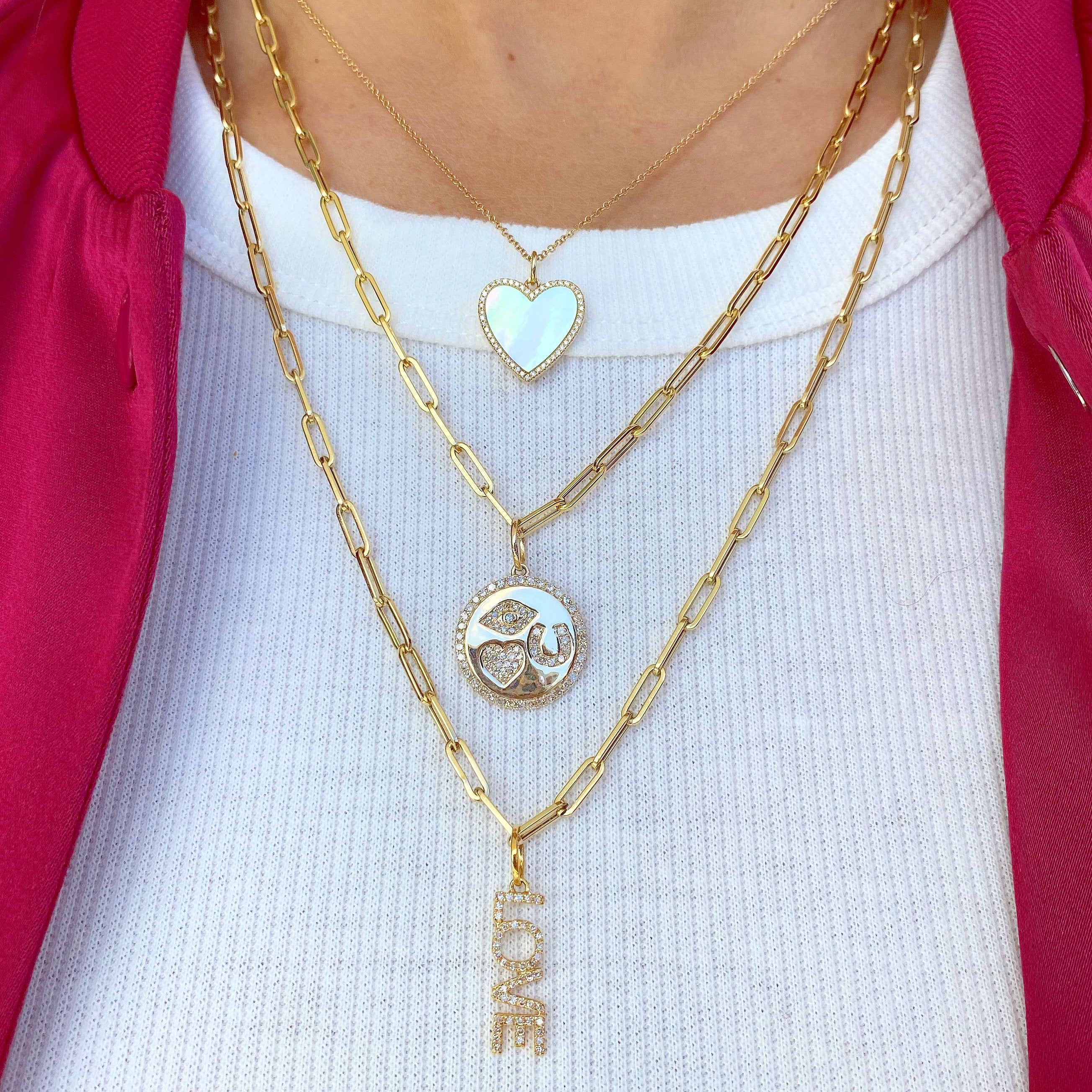 Love Statement 14K Gold Necklace Charm