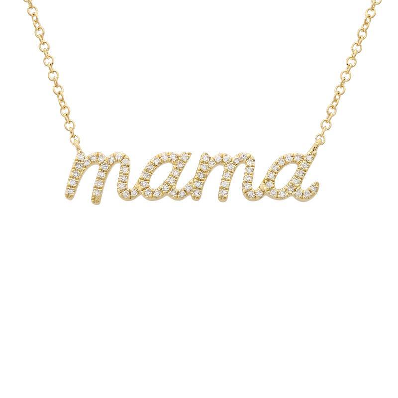 Script Mama Statement 14K Gold Diamond Necklace