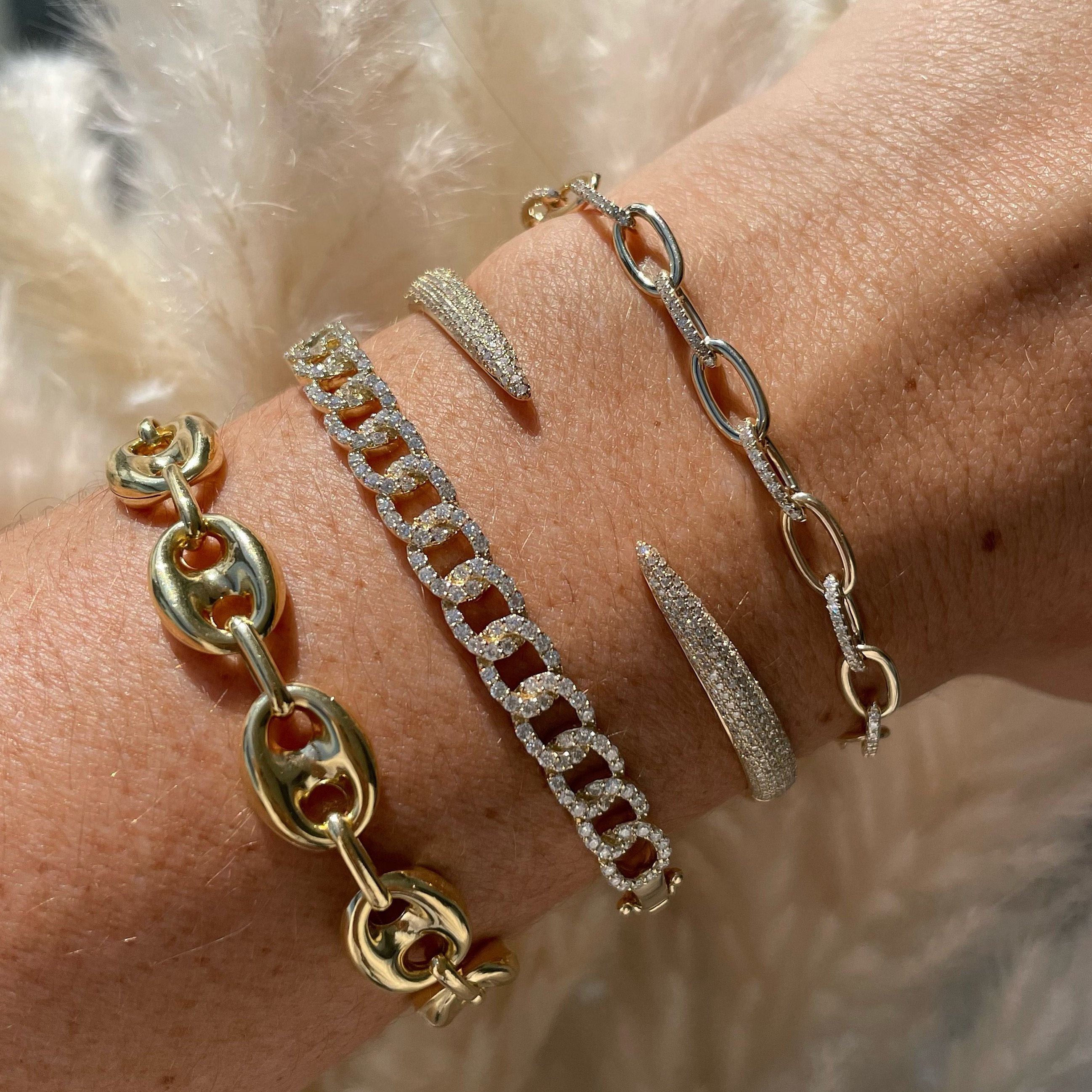 Claw Cuff 14K Gold Diamond Bangle