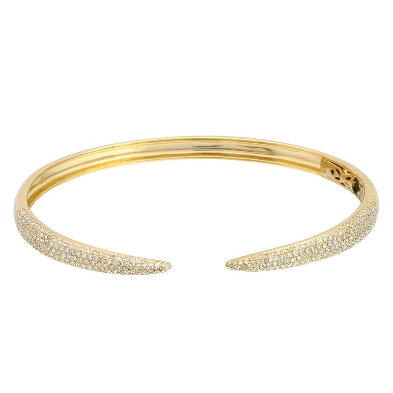 Claw Cuff 14K Gold Diamond Bangle