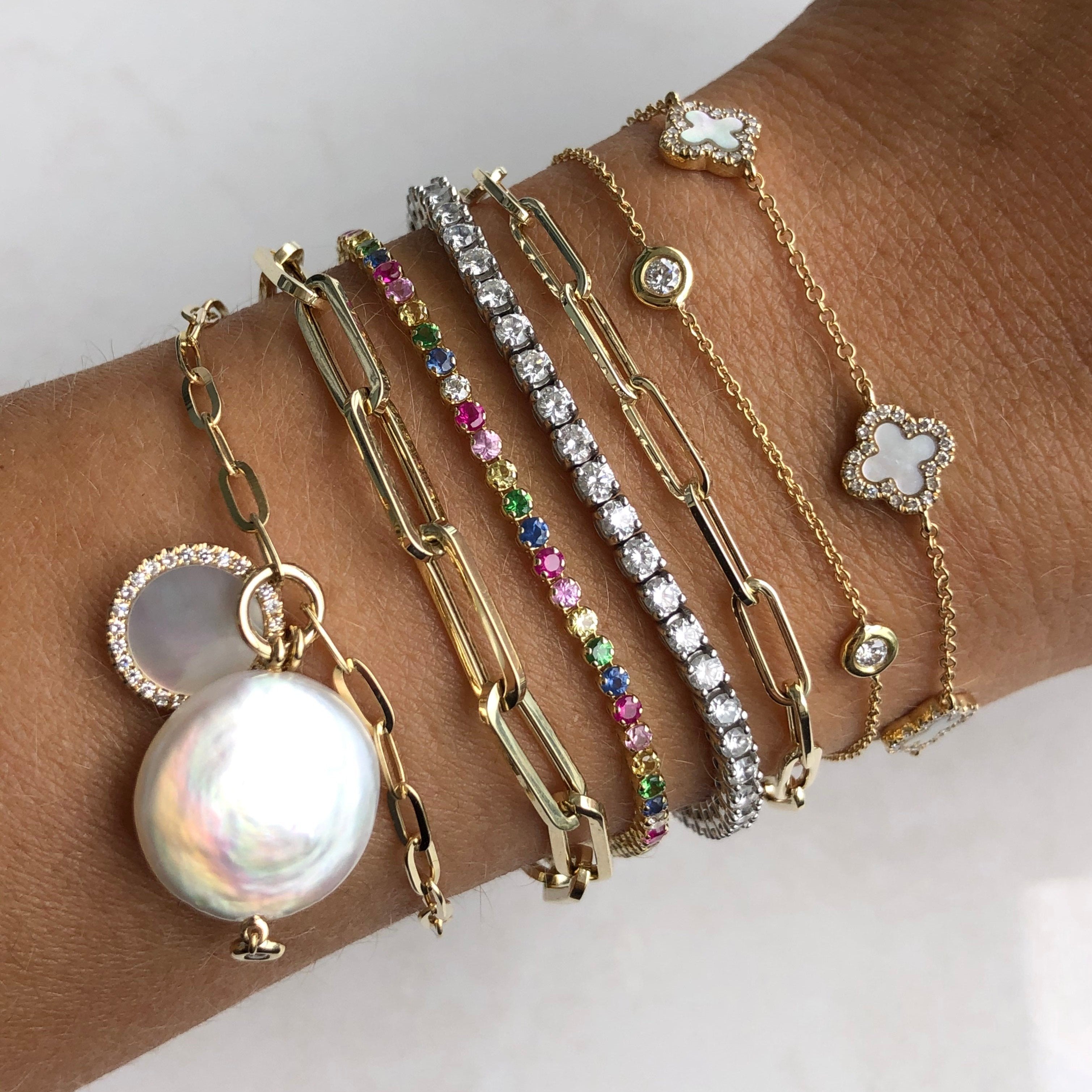 Paper Clip Link Chain 14K Gold Bracelet