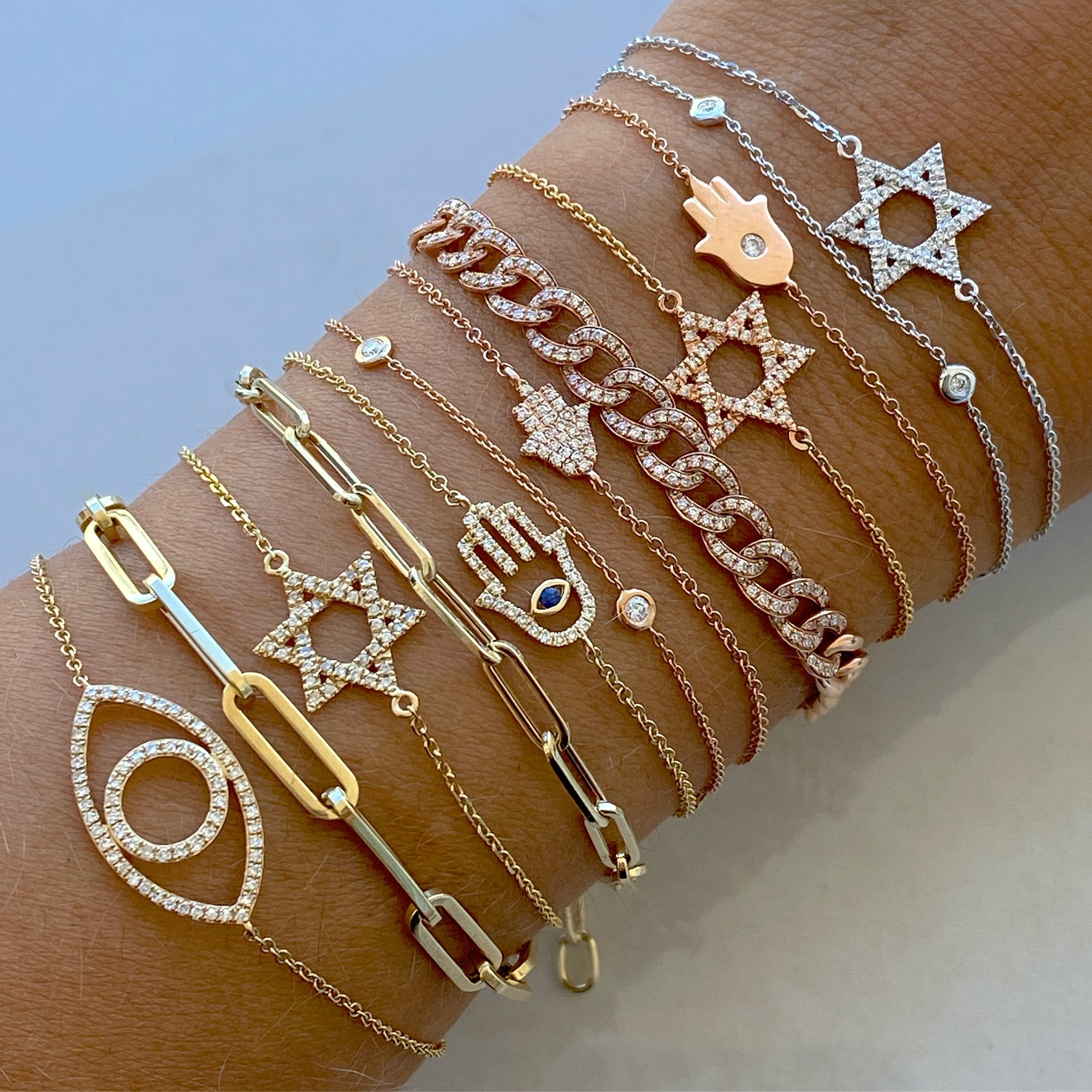 Paper Clip Link Chain 14K Gold Bracelet