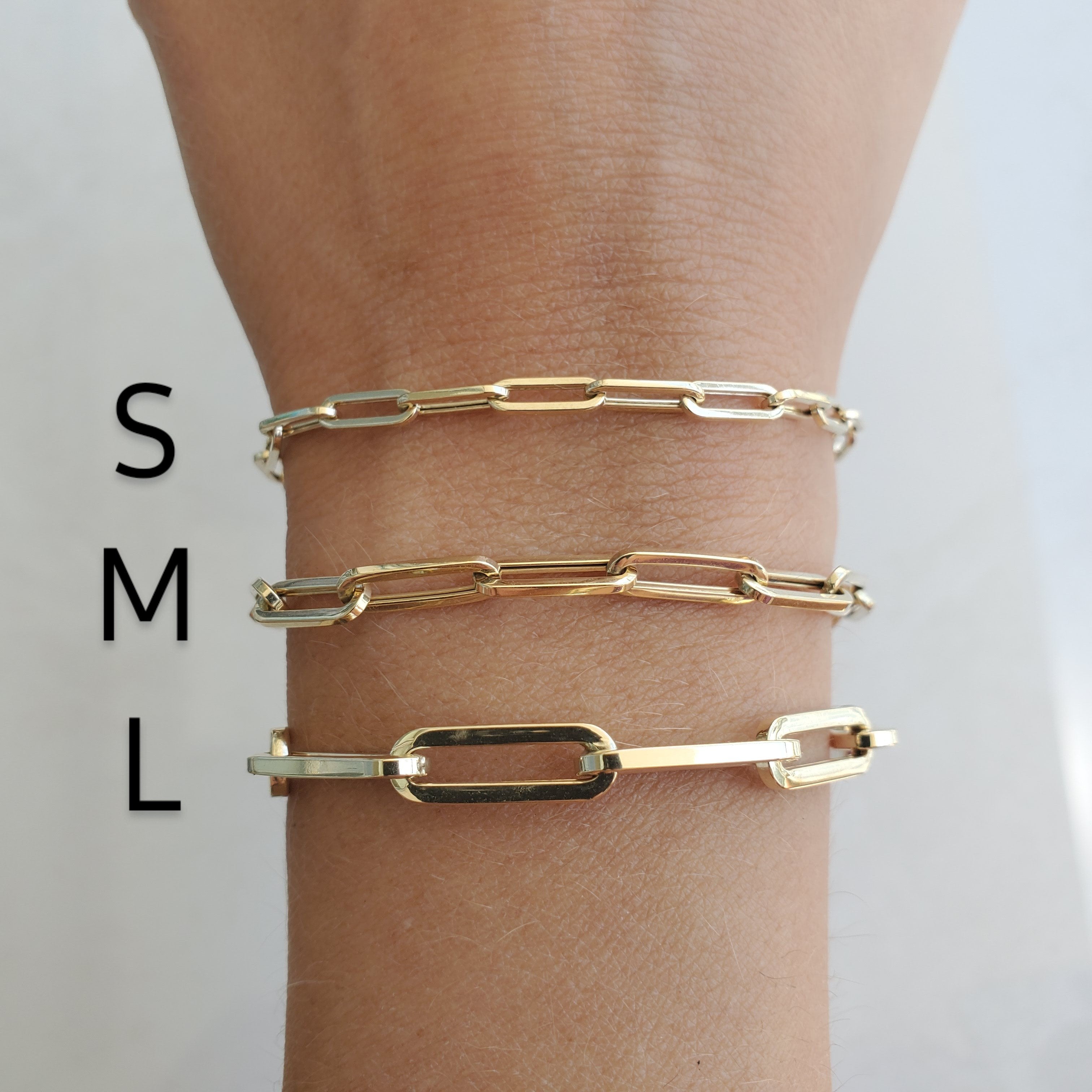 Paper Clip Link Chain 14K Gold Bracelet
