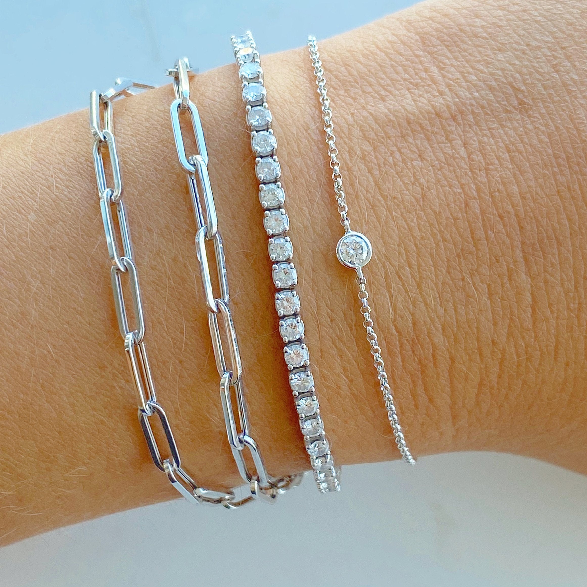 Paper Clip Link Chain 14K Gold Bracelet