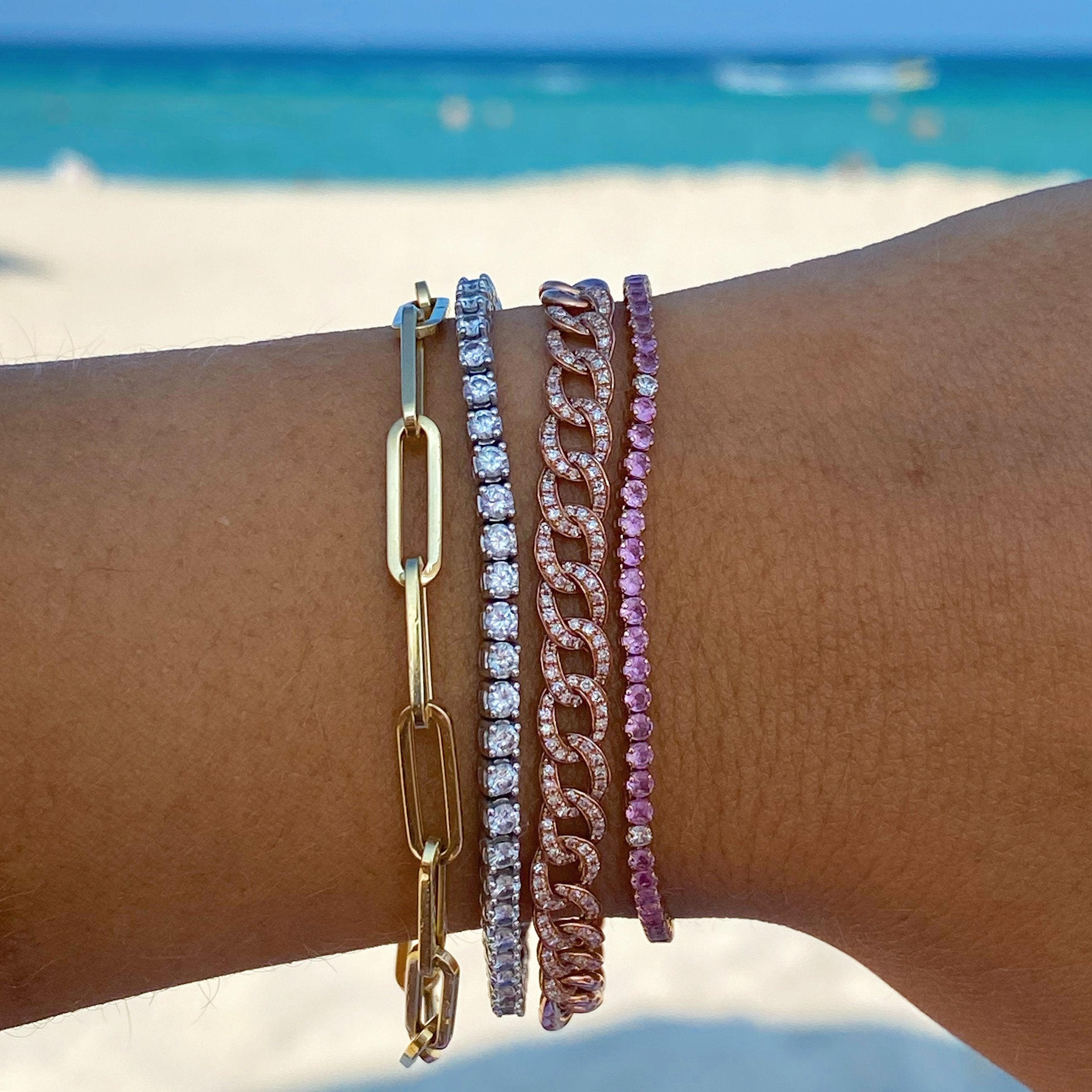 Paper Clip Link Chain 14K Gold Bracelet