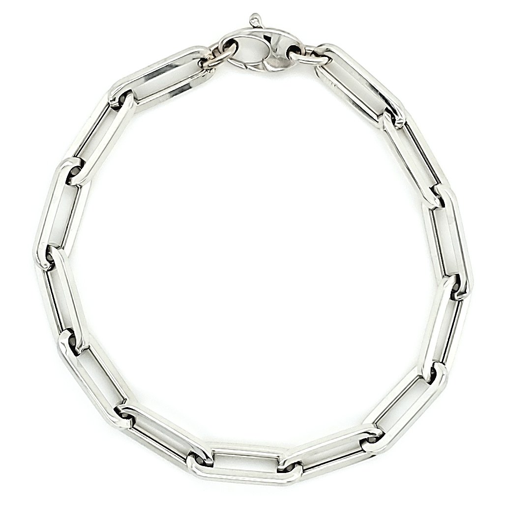 Paper Clip Link Chain 14K Gold Bracelet