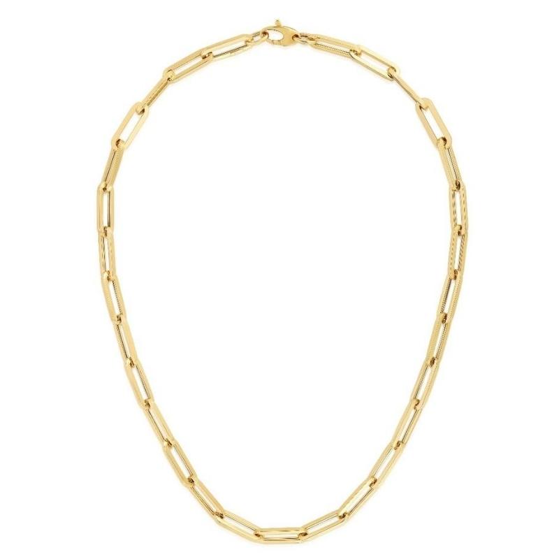 Paper Clip Link Chain 14K Gold Necklace