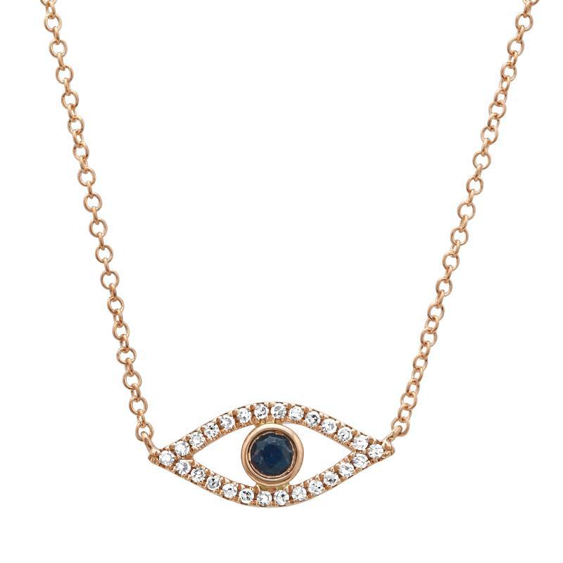 Evil Eye 14K Gold Diamond Pave Necklace