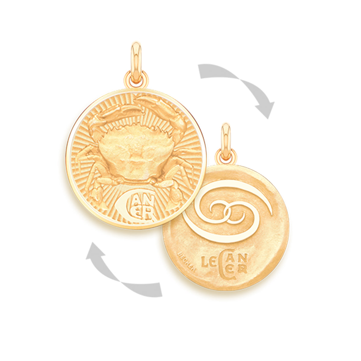 Cancer Doublesided 18k Gold Zodiac Medallion Charm