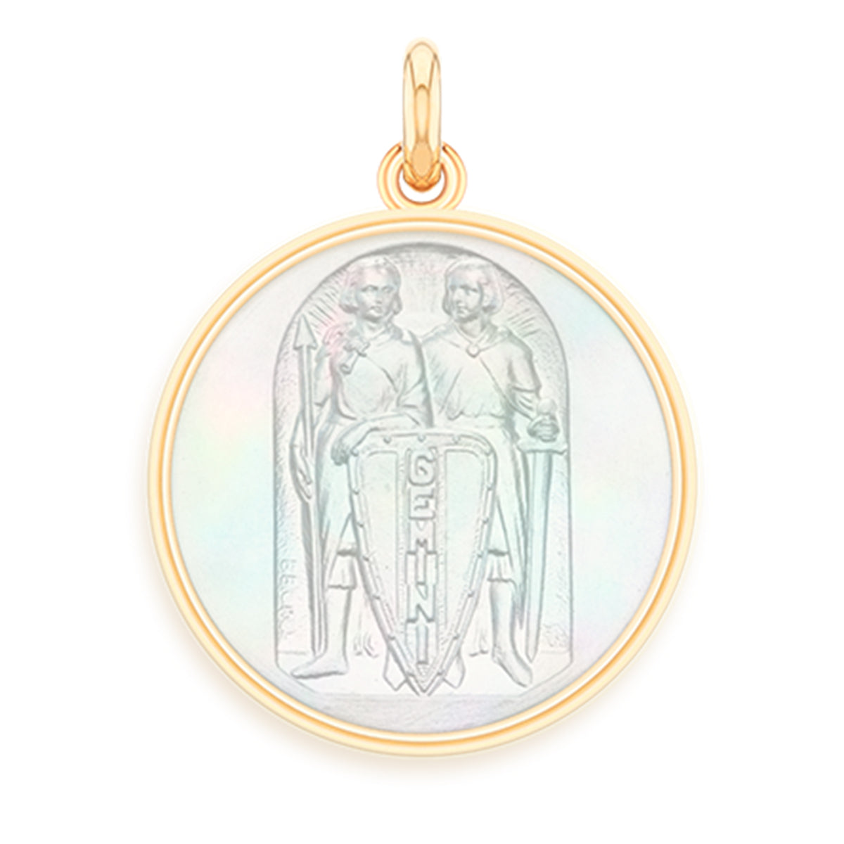 Gemini Pearl 18k Gold Zodiac Medallion Charm