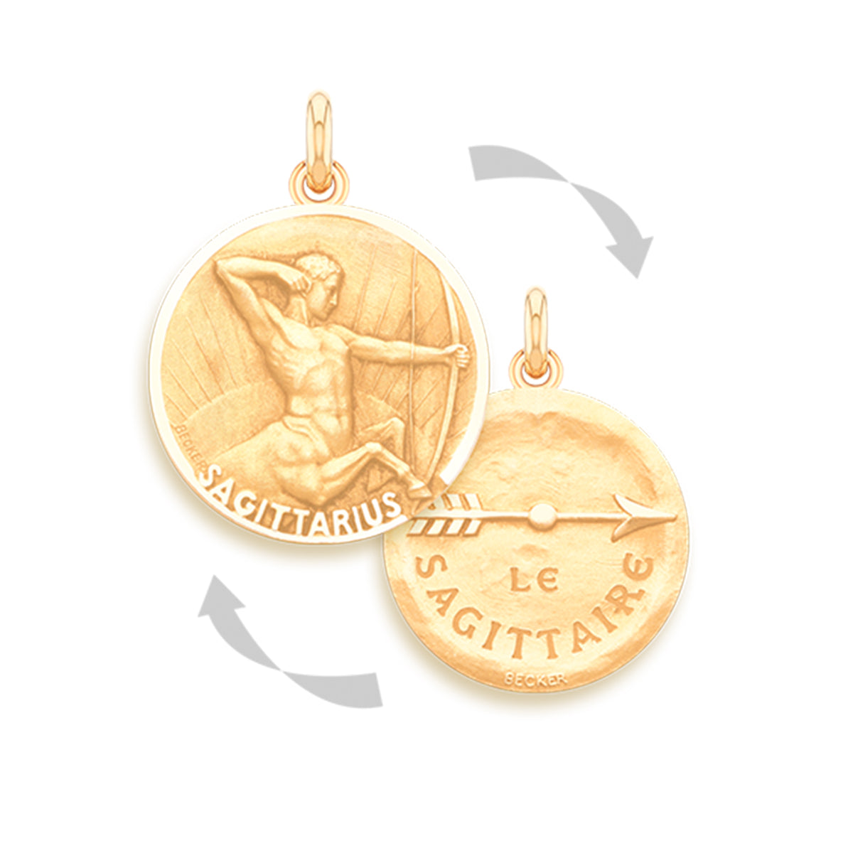 Sagittarius Doublesided 18k Gold Zodiac Medallion Charm