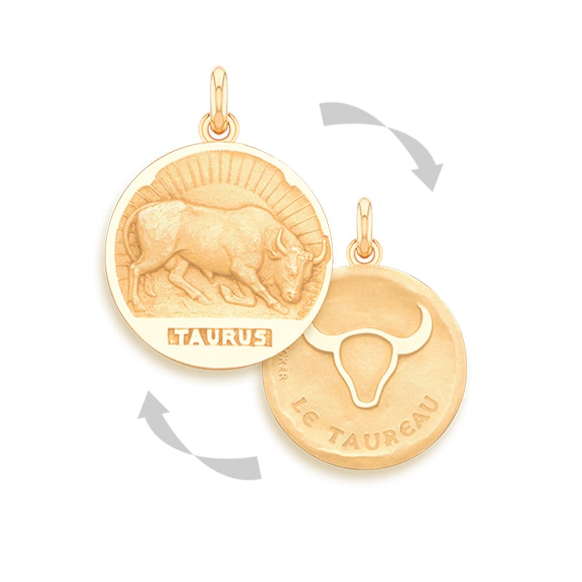 Taurus Doublesided 18k Gold Zodiac Medallion Charm