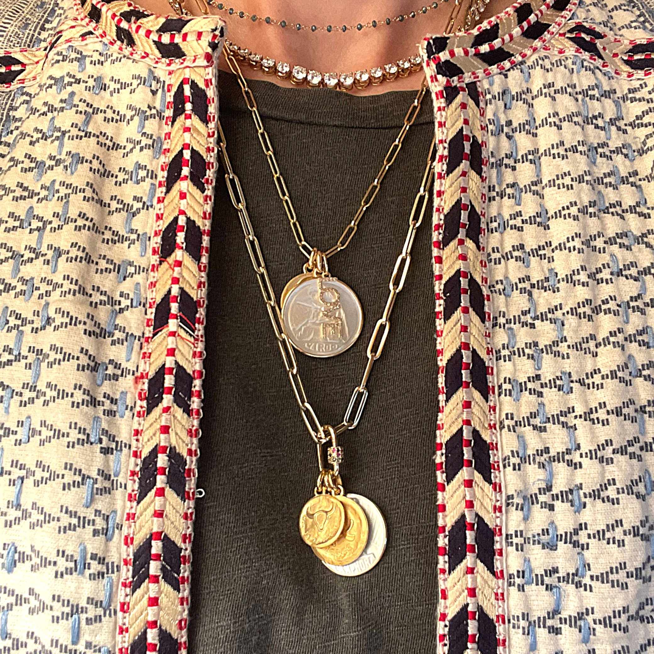 Libra Pearl 18k Gold Zodiac Medallion Charm