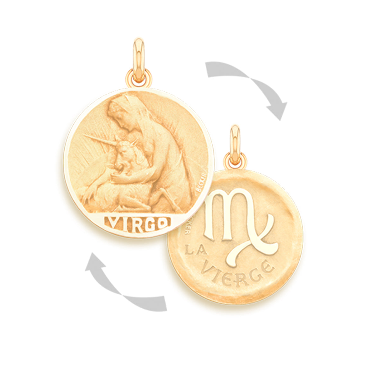 Virgo Doublesided 18k Gold Zodiac Medallion Charm