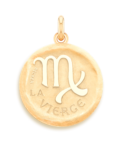 Virgo Symbol 18k Gold Zodiac Medallion Charm