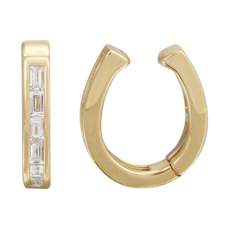 Diamond Cuff 14K Gold Baguette Earrings