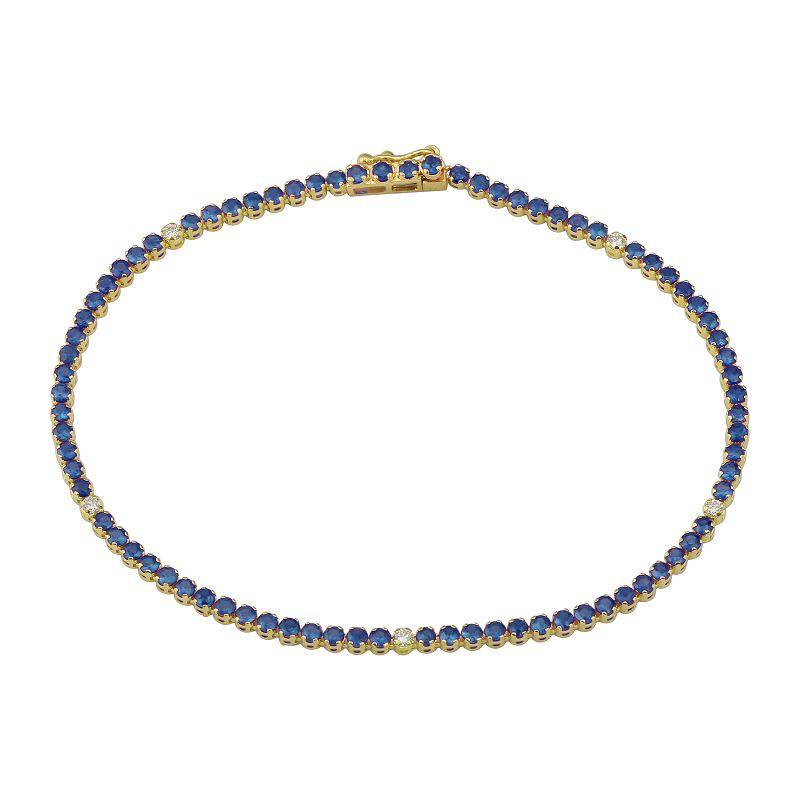 Blue Sapphire 14K Gold Tennis Bracelet