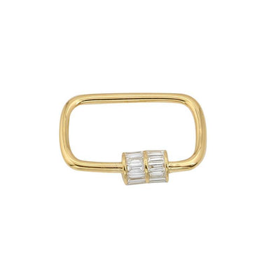 14K Gold Micro Pave Diamond Carabiner Lock Paper Clip Necklace