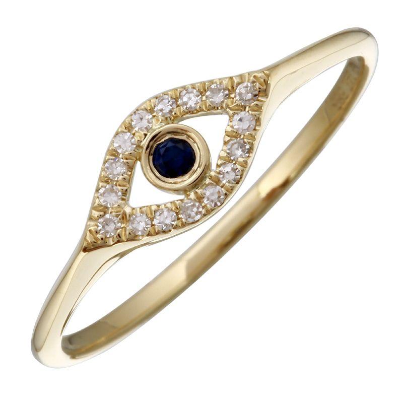Evil Eye14K Gold Diamond Accented Ring