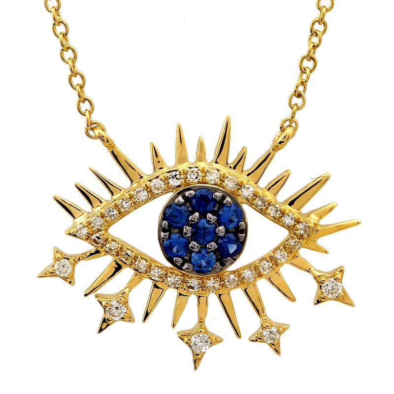Celestial Evil Eye 14K Gold Diamond Necklace