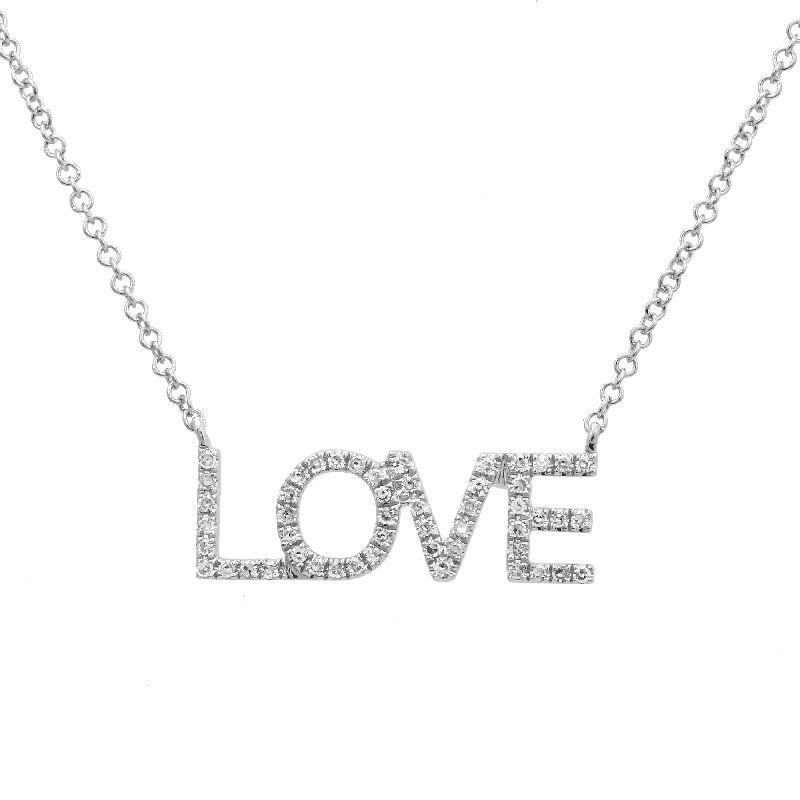 Love Statement 14K Gold Diamond Pave Necklace