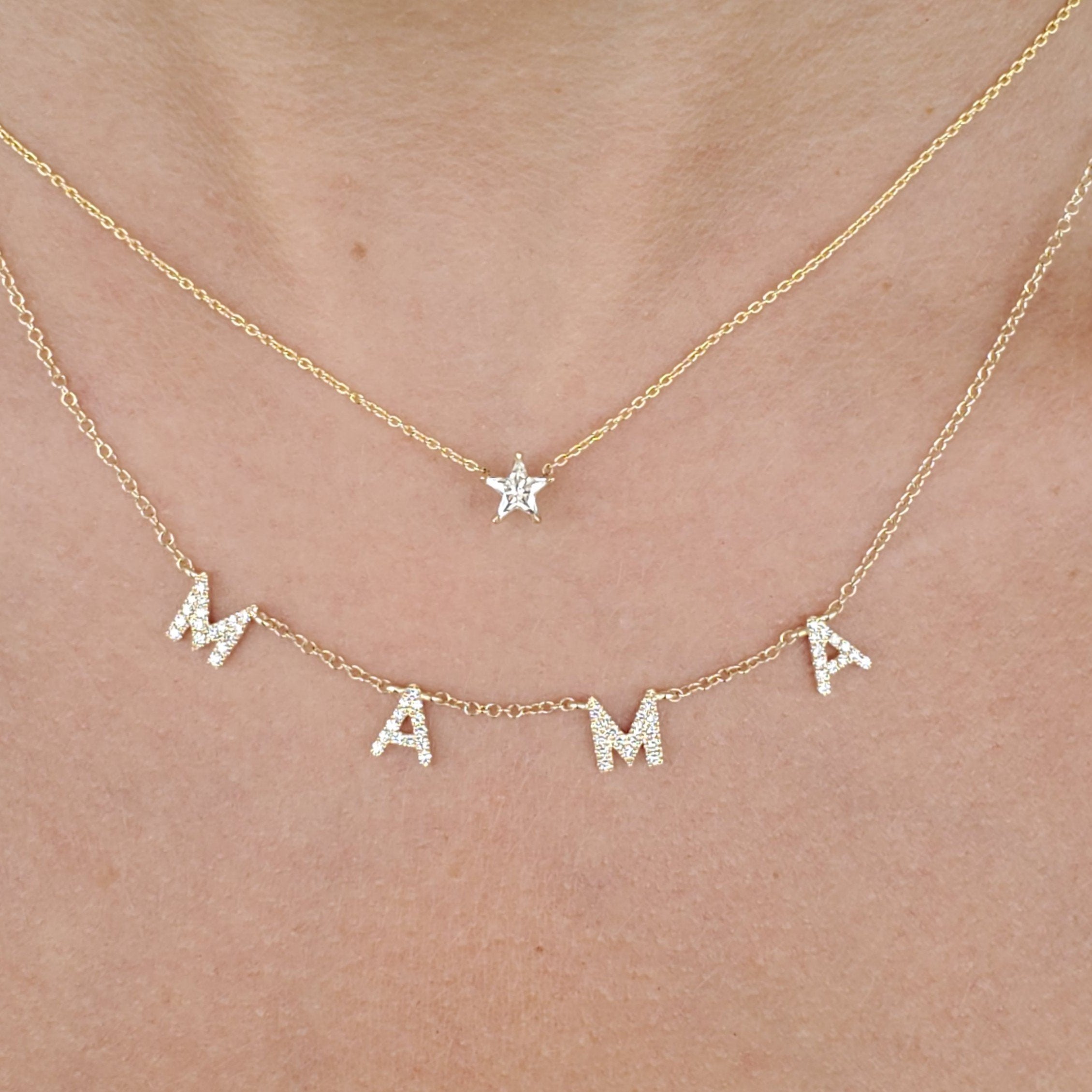 Mama Station 14K Gold Diamond Pave Necklace