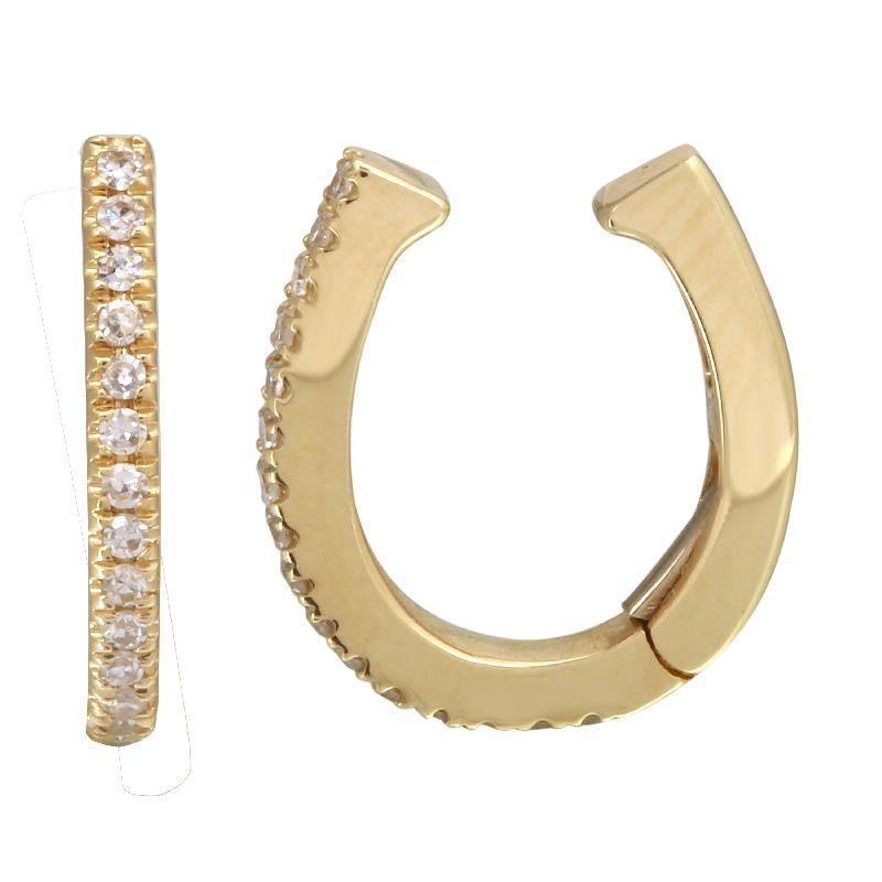Ear Cuff 14K Gold Micro Pave Diamond Earrings
