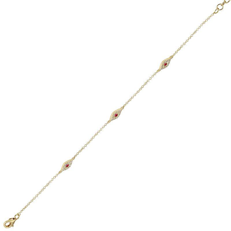 Red Evil Eyes 14K Gold Bracelet