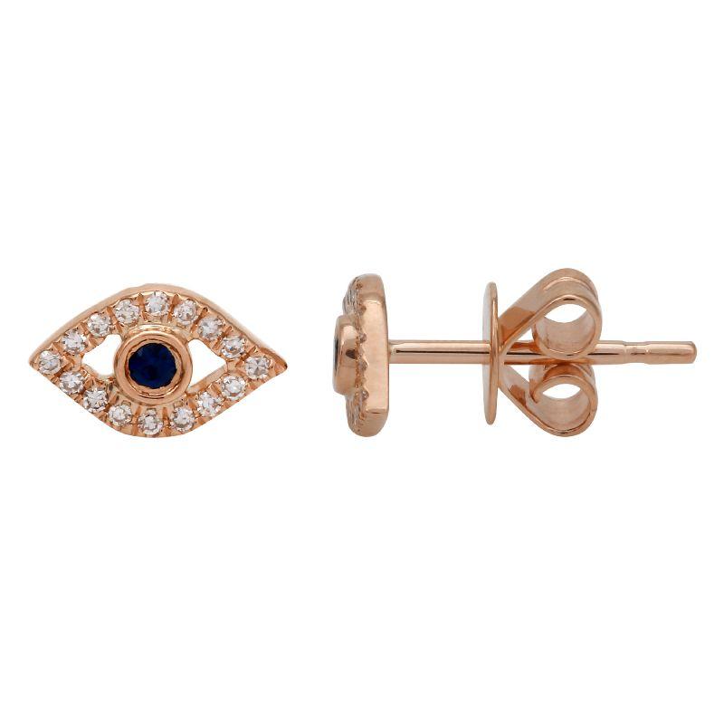 Evil Eye Mini Diamond Pave Button 14K Gold Earrings