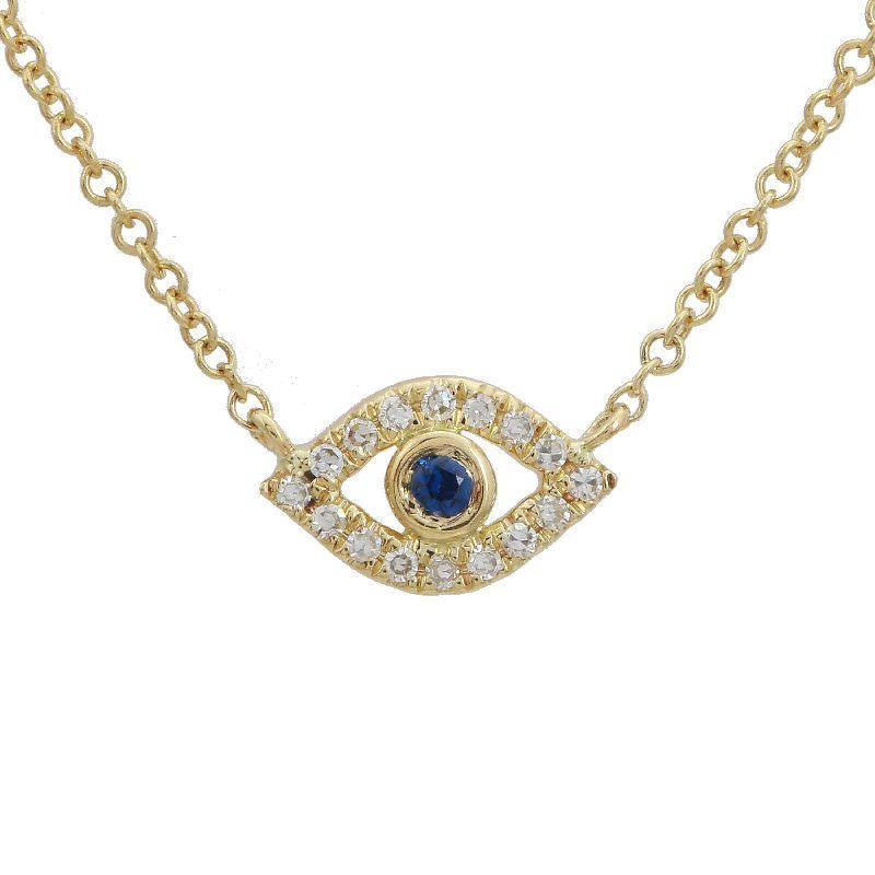 Evil Eye 14K Gold Mini Pave Diamond  Necklace