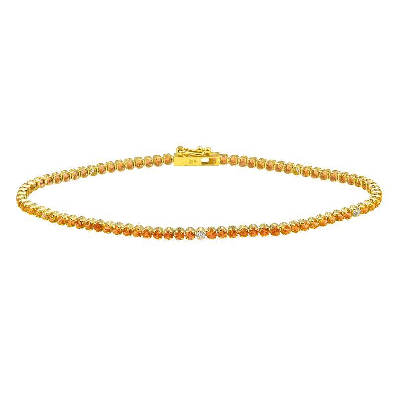 Orange Sapphire + Diamond Tennis Bracelet