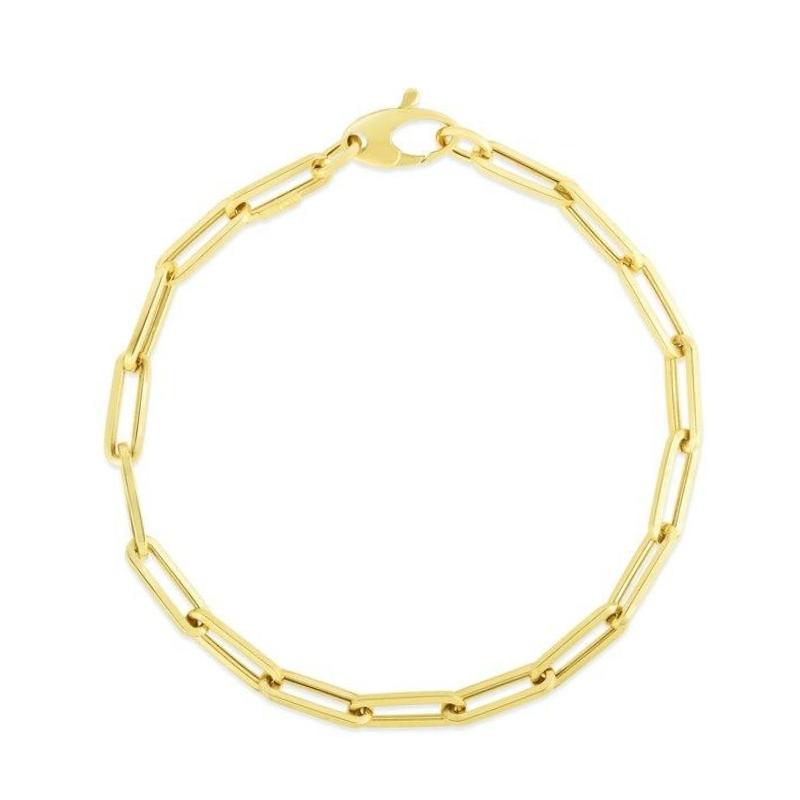 Paper Clip Link Chain 14K Gold Bracelet