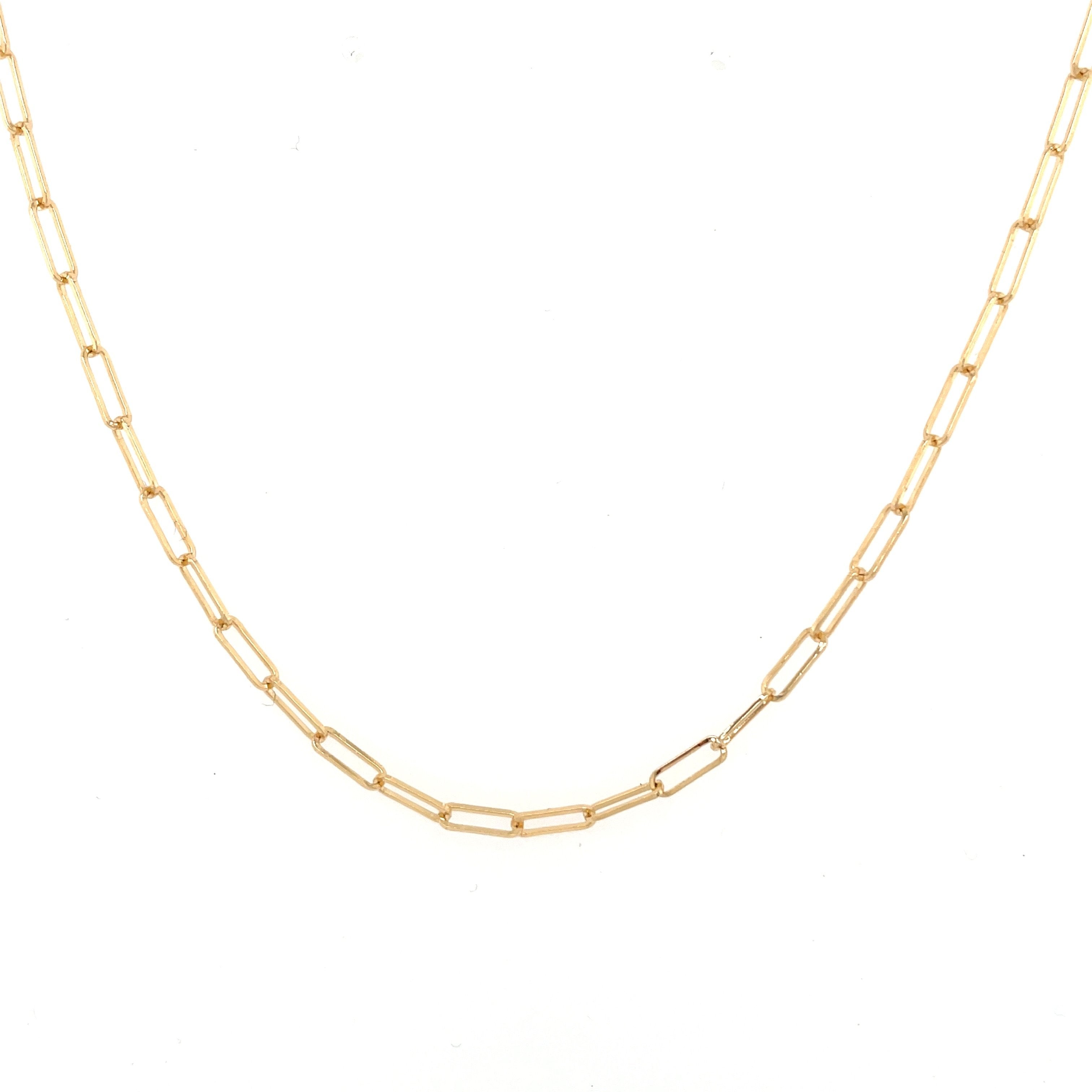 Paper Clip Link Chain 14K Gold Necklace