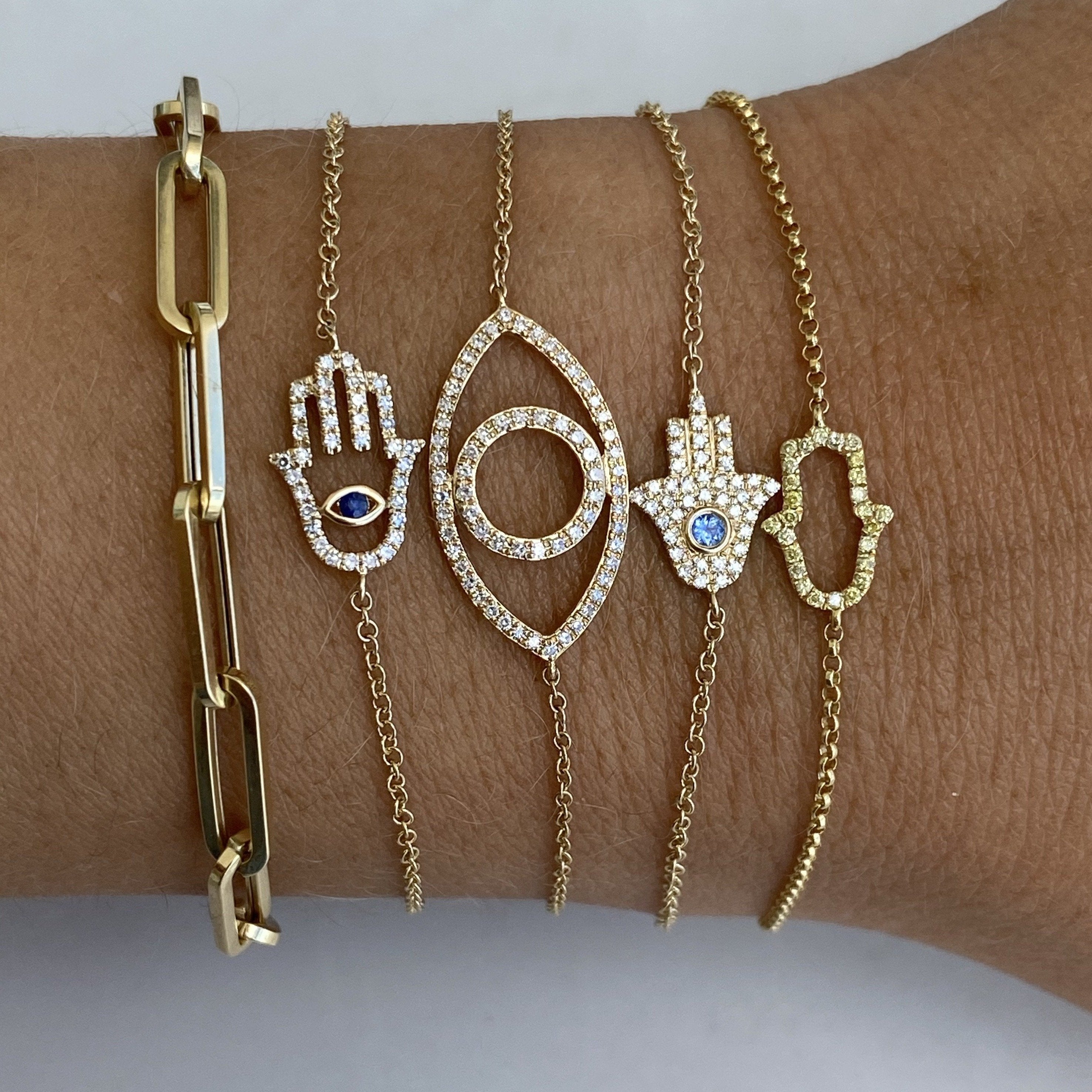 Hamsa Hand Bracelet With Clear Crystal Stones | Bico Las Vegas | | Fasion  Jewelry & Accesories For Everyone