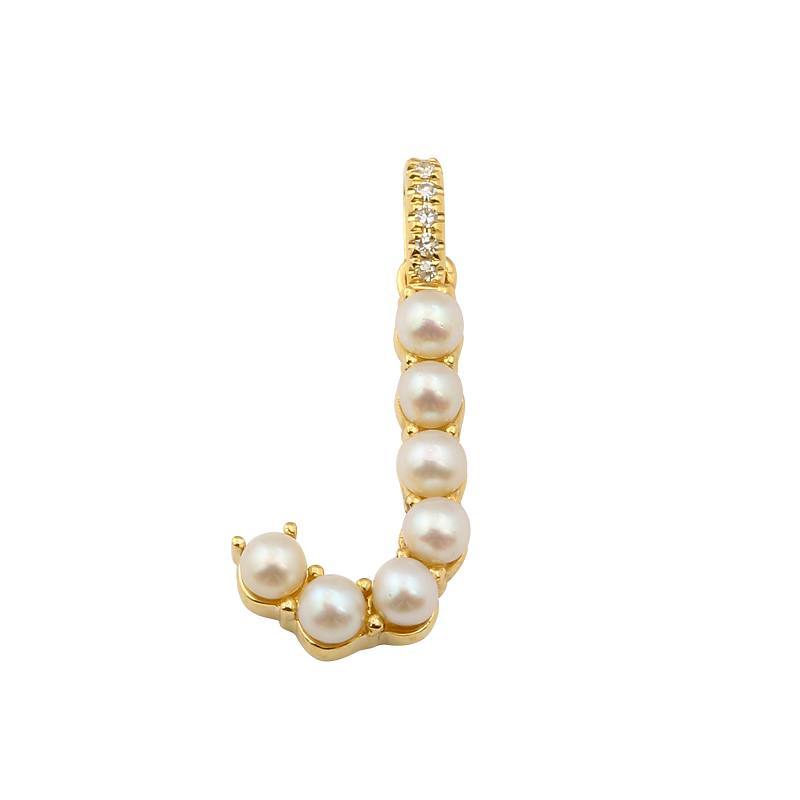 Pearl Initial 14K Gold Necklace Charm