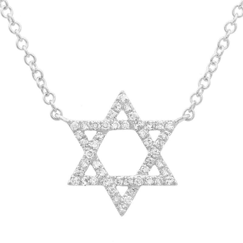 Star Of David Diamond 14K Gold Necklace