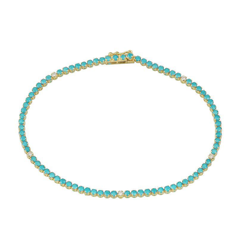Turquoise 14K Gold Tennis Bracelet