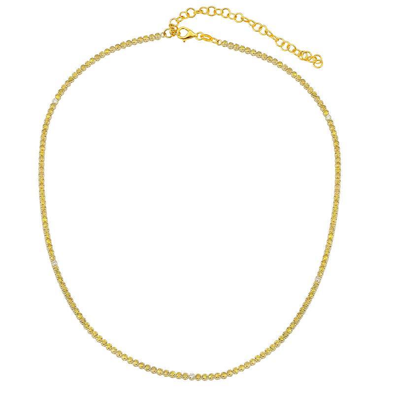Sapphire + Diamond Tennis 14K Gold Necklace