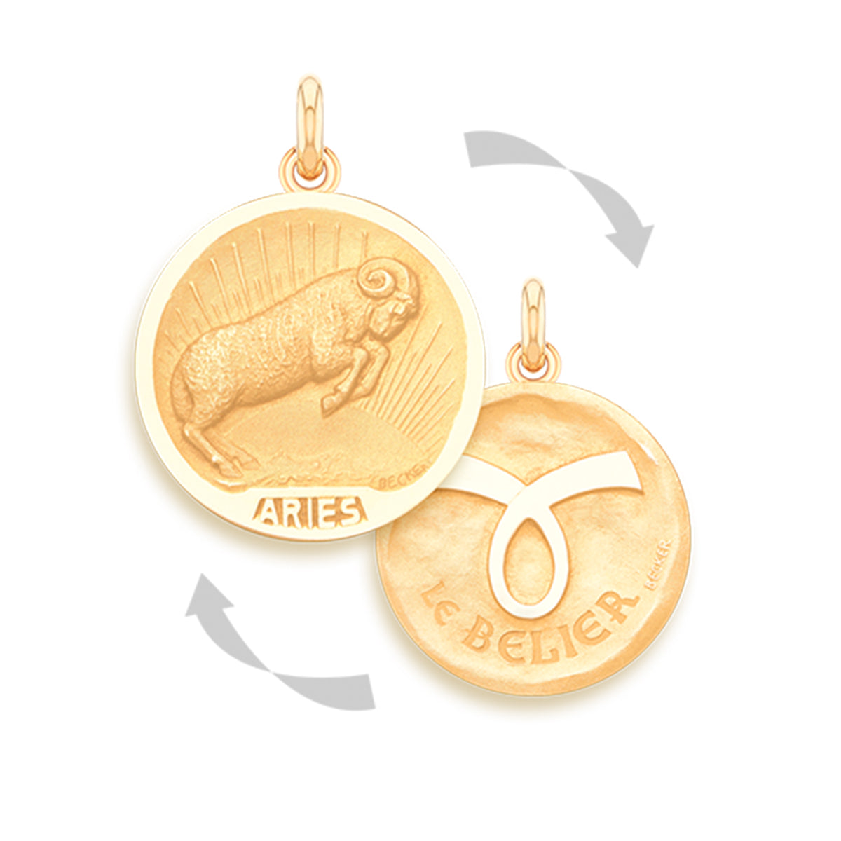Aries Doublesided 18k Gold Zodiac Medallion Charm