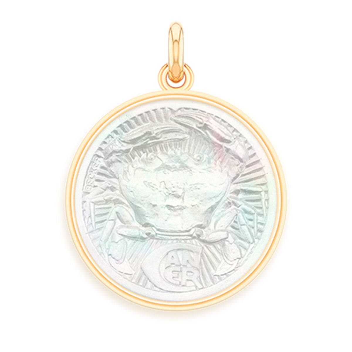Cancer Pearl 18k Gold Zodiac Medallion Charm