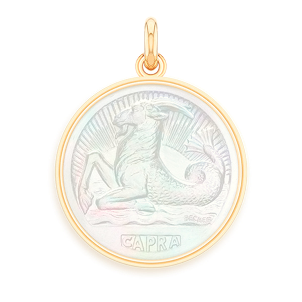 Capricorn Pearl 18k Gold Zodiac Medallion Charm