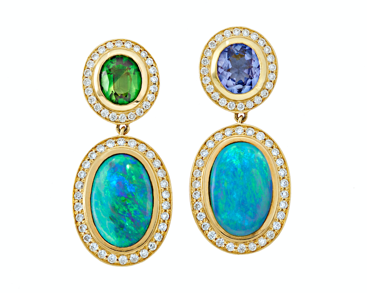 Opal Gemstones 18K Yellow Gold Earrings