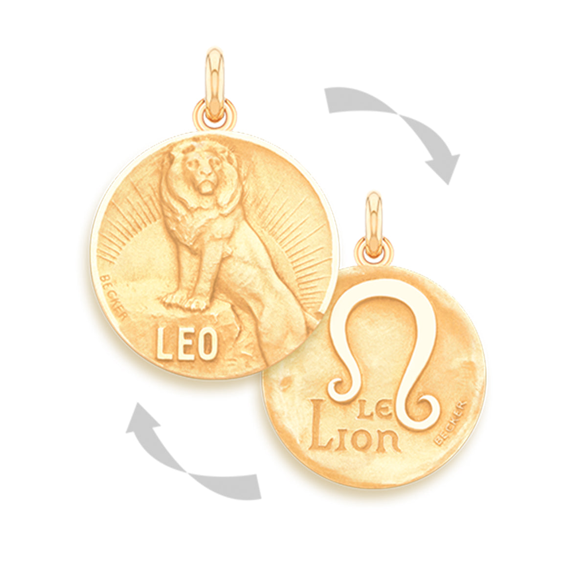 Leo Doublesided 18k Gold Zodiac Medallion Charm