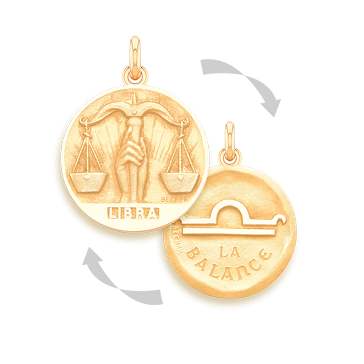 Libra Doublesided 18k Gold Zodiac Medallion Charm