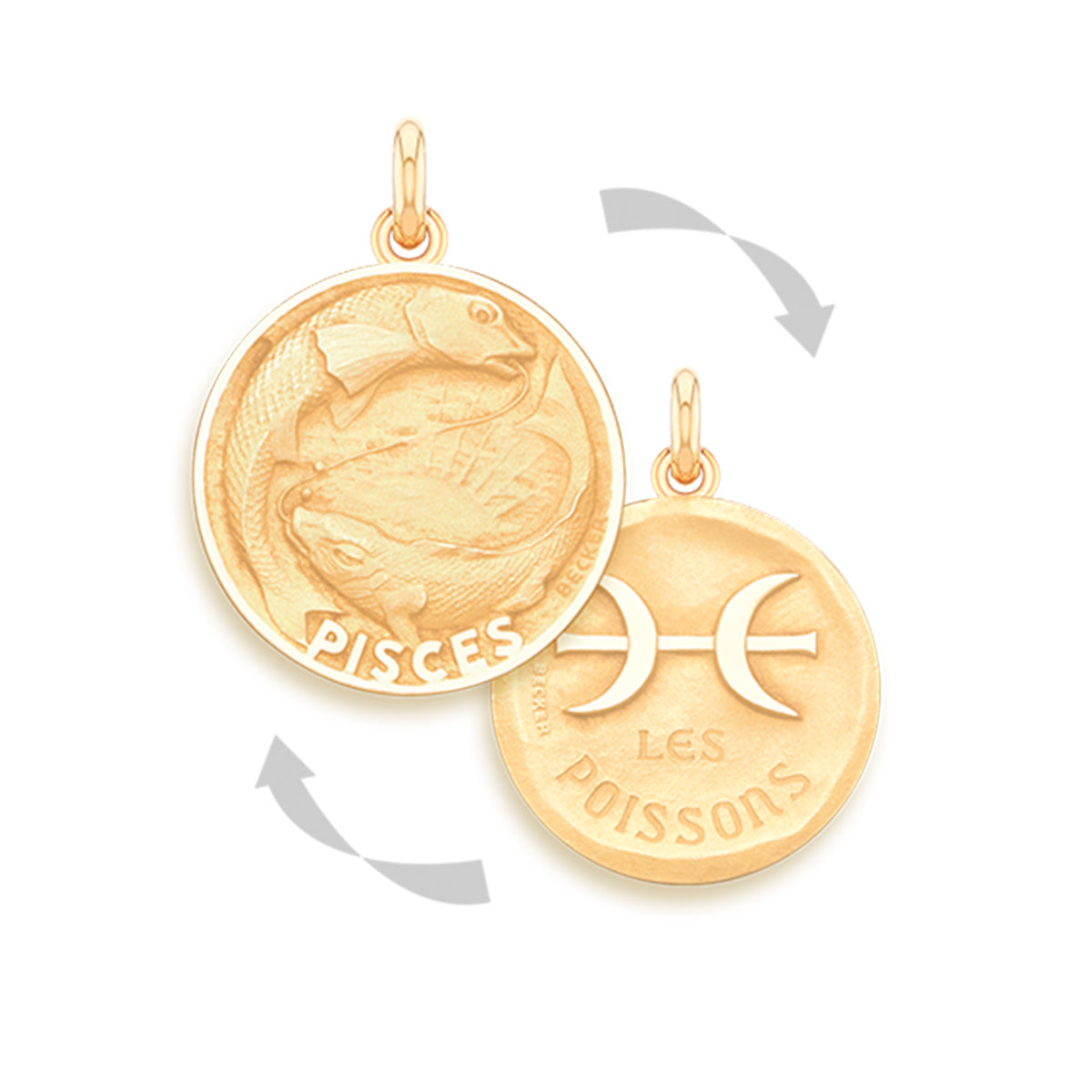 Pisces Doublesided 18k Gold Zodiac Medallion Charm