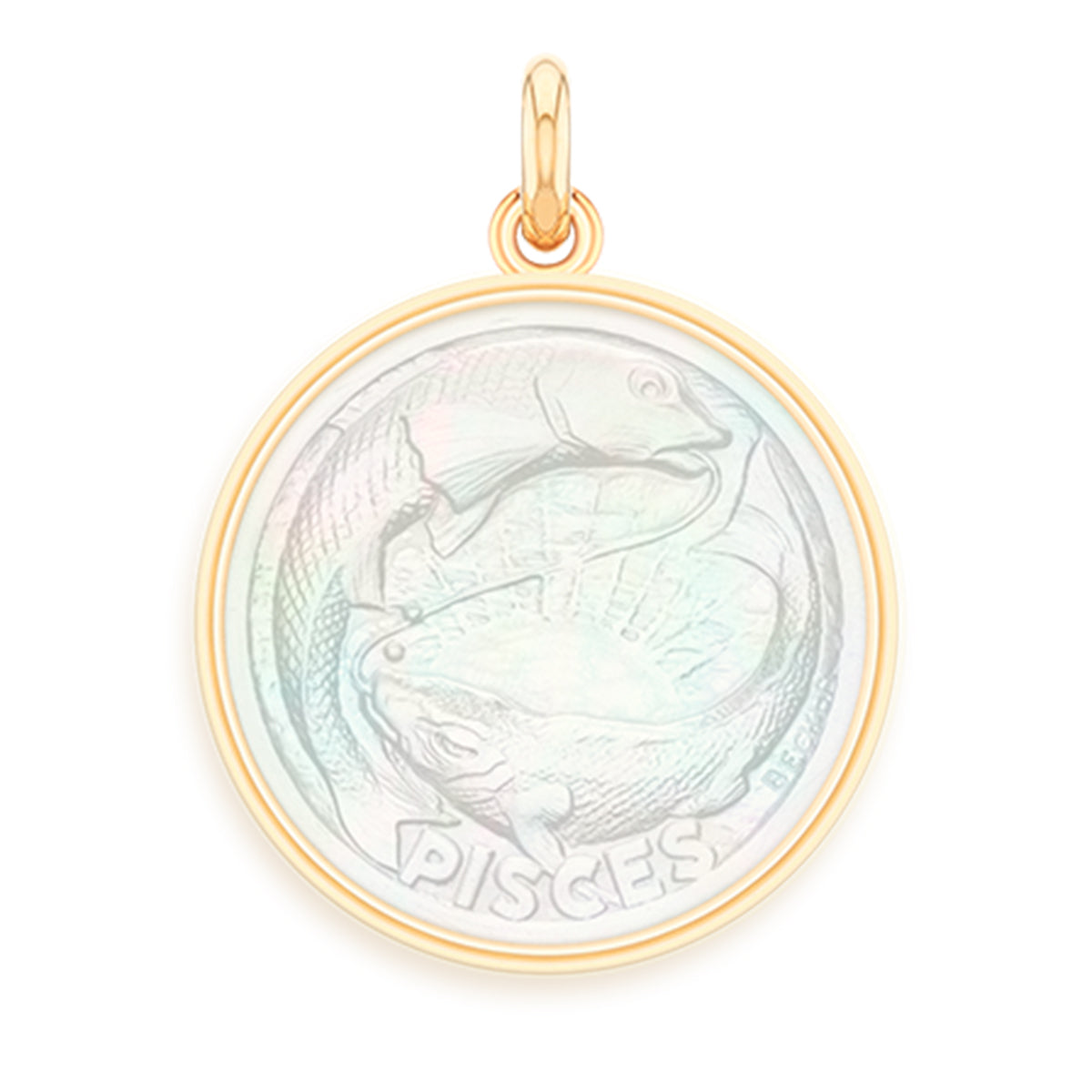 Pisces Pearl 18k Gold Zodiac Medallion Charm