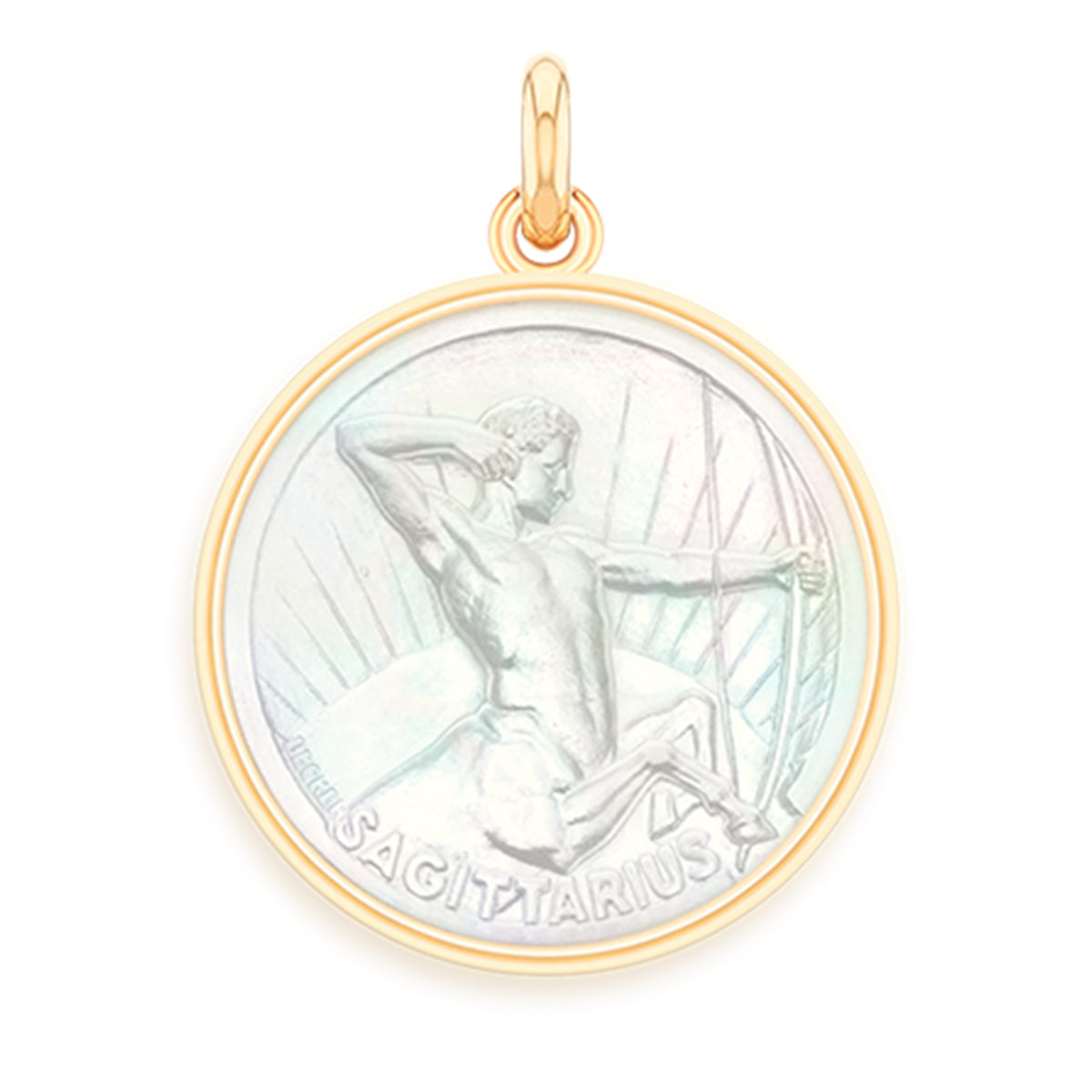 Sagittarius Pearl 18k Gold Zodiac Medallion Charm