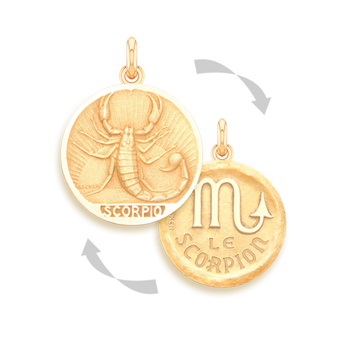Scorpio Doublesided 18k Gold Zodiac Medallion Charm